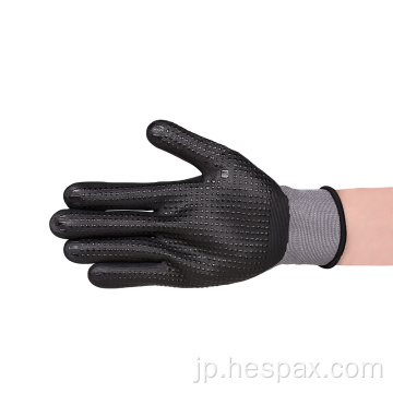 Hespax OEM 15Gマイクロフォームニトリル点線作業手袋
